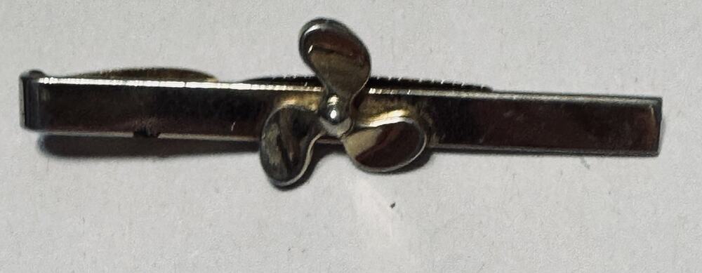 Vintage Art Deco Tie Bar Clip Airplane propeller gold tone HICKOK USA